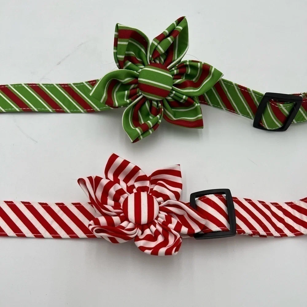 Malier Bandanas & Collar 2 Pack- Flower Red and Green Flower New